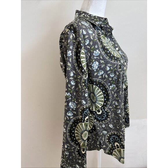 Talbots Mandala Bloom Button-Up Shirt Boho Statement Piece size 14 - Picture 4 of 8